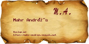 Mahr András névjegykártya